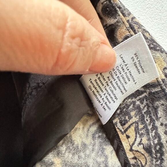 Talbots Hampshire Ankle Pants Black Tan Paisley Stretch Size 14P 14 Petite - Picture 9 of 11
